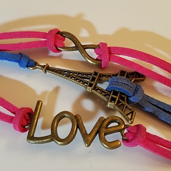 Multi Layer Vegan Leather Bracelet 7" - Picture 3 of 6